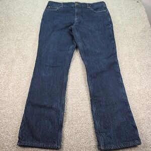 Realtree Mens Flannel Lined Denim Jeans Dark Wash Straight Leg 38x34 RN134701